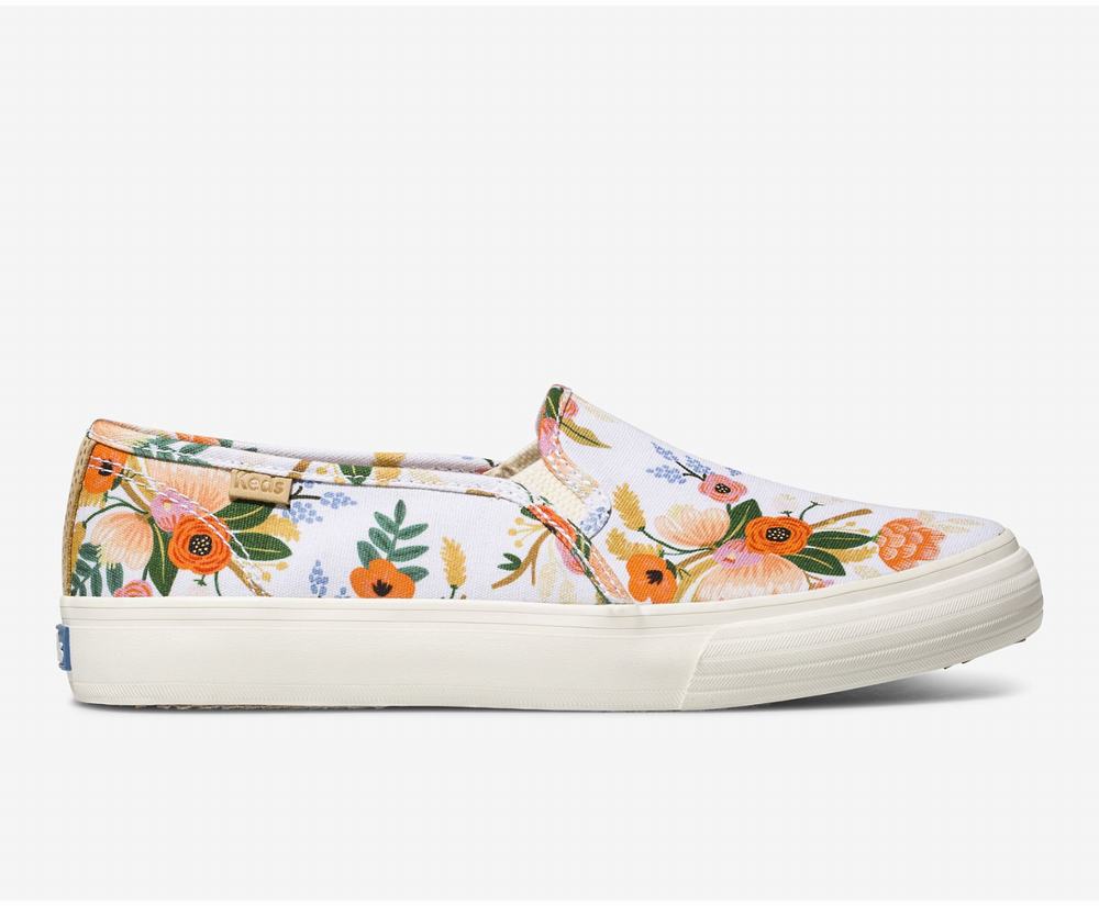 Women's Keds x Rifle Paper Co Double Decker Lively Floral Wide Width Shoes White 0684712FY - South A